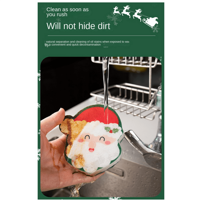 2pc GINGERBREAD MAN Christmas Cookie Kitchen Sponge Scrubber Set New