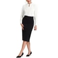 thumbnail image 2 of INSPIRE CHIC Women's Pleated Mock Neck Pearl Decor Elegant Work Blouse Top XS White, 2 of 7