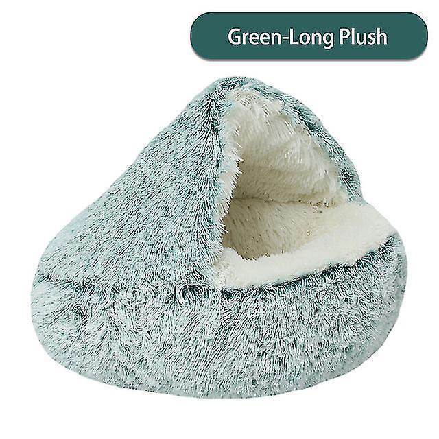 Nuevo 2 en 1 cueva con capucha invierno gato caliente cama para perros redondo suave largo Casa de perro de felpa cama para perros pequeños perrera gatos nido para mascotas