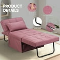 thumbnail image 4 of Ainfox Ottoman Chair Lounger Bed，4 in 1 Convertible Single Sofa Couch Futon Bed, 71''L x 34''W(Pink), 4 of 8