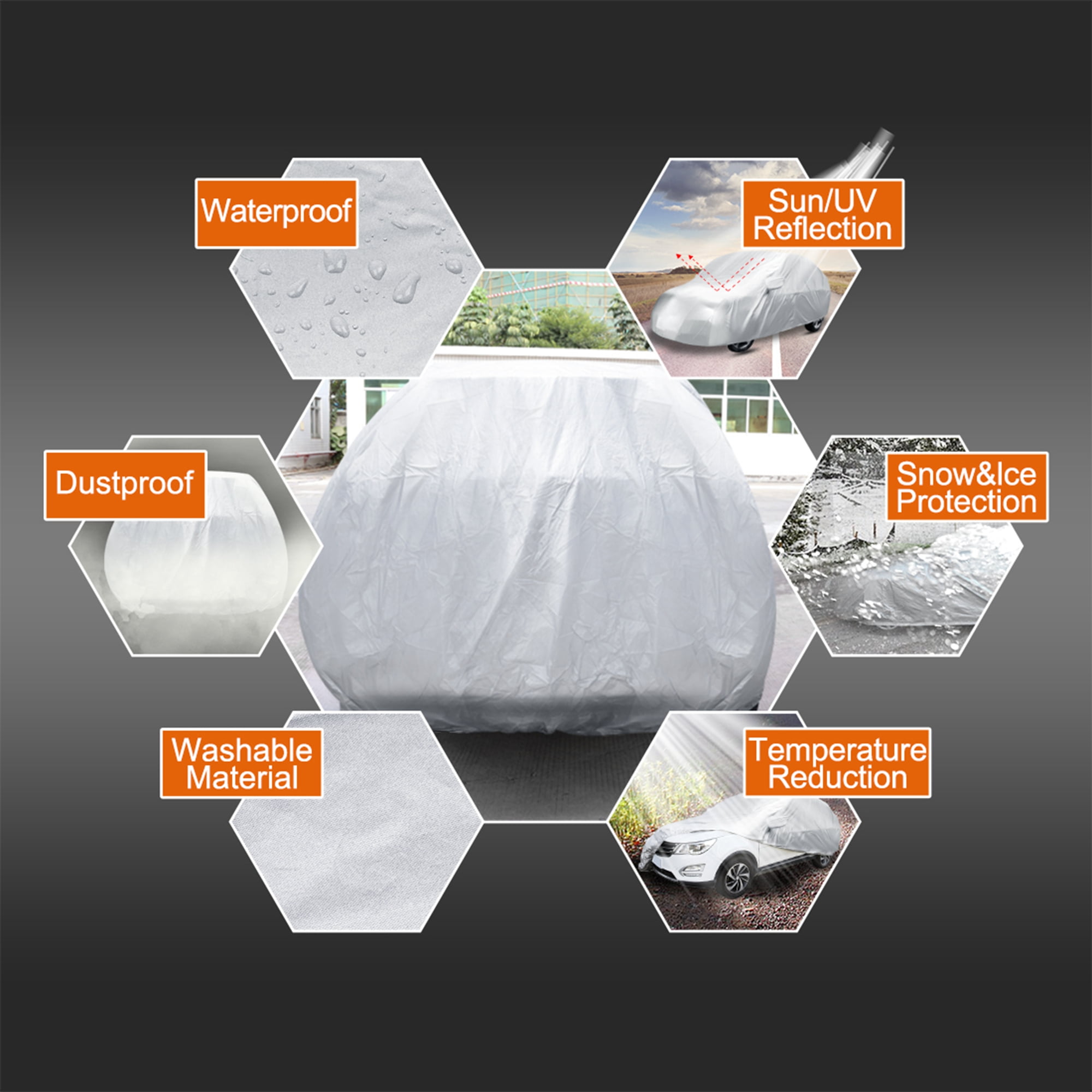 Unique Bargains Silver Tone Sun UV Protection Waterproof Universal Car Cover YL