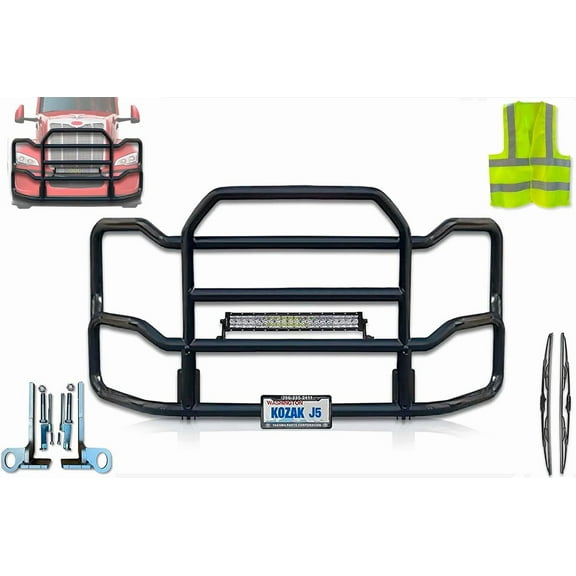 Kozak Front Grille Deer Moose Brush Bumper Guard Large Black Compatible with 579 2022  No Fog