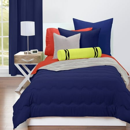 Crayola Navy Blue And Timberwolf Reversible Comforter Set