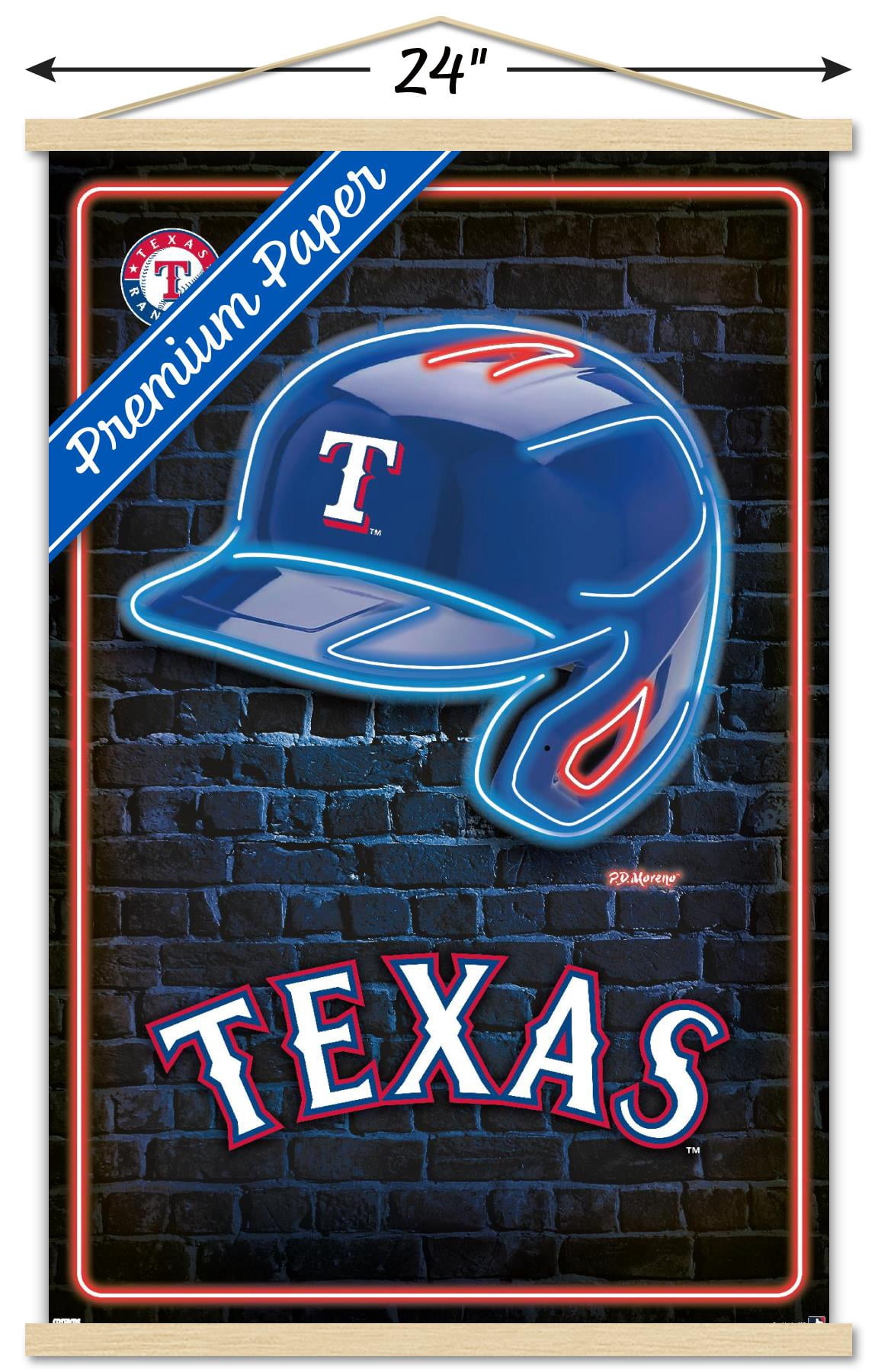 MLB Texas Rangers - Neon Helmet 23 Wall Poster with Magnetic Frame, 22.375" x 34"