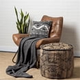thumbnail image 2 of Mercana Riley Tan Jute Popcorn Stich Cylindrical Wool Pouf, 2 of 9