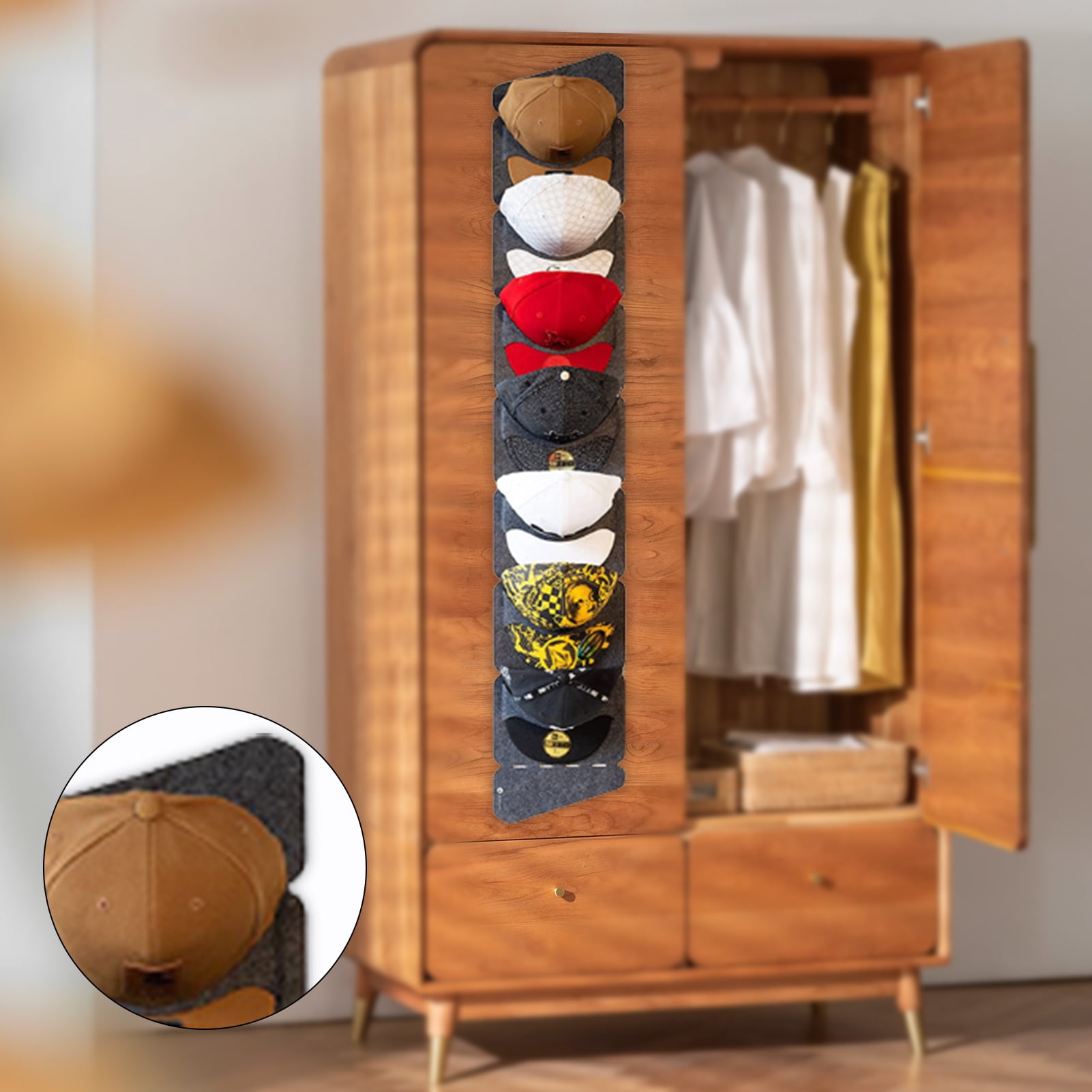 Hat Rack Hanging Closet Hat Organizer for Baseball Caps Hat Storage