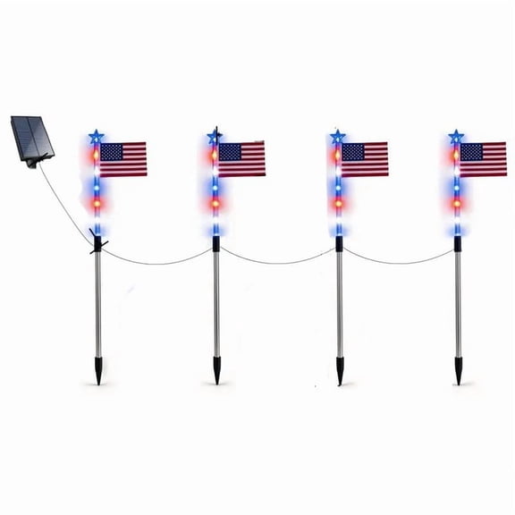 Memorial Day Saving!4th of July Decorations, Solar-powered Ground-mounted Outdoor Courtyard Flag Lights For The Independence Day Of The United States