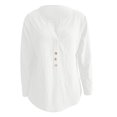 thumbnail image 5 of VNKIDY Women Shirts Summer Solid Color Lightweight Loose Fit Blouse Long Sleeve V Neck Shirt With Button Details For Everyday Wear Fashionable Tops, 5 of 5