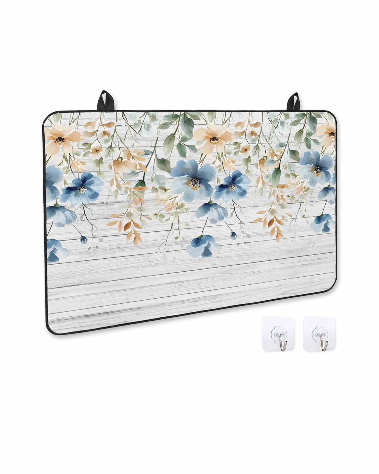 nqOlkjepod Large Induction Cooktop Protector Mat 24"x21", Spring Floral Stove Top Covers for Electric Stove, Weeping Blue Botanical Summer Vintage Stove Burner Cover Mats, Glass Top Stove Cover