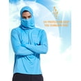 thumbnail image 4 of BALEAF Men's Sun Protection Hoodie Shirt UPF 50+ Long Sleeve UV SPF T-Shirts with Mask Rash Guard Fishing Lightweight Blue Size XL, 4 of 6
