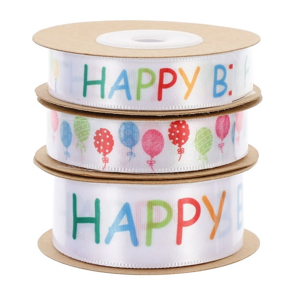 YOSADIER Cake Decorating Tape Ribbon Polyester Assorted Colors 3 Rolls for Festival Party Celebration Crafts