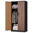 thumbnail image 6 of MIIIKO 72'' Wardrobe Closet with Hanging Rod, Metal Storage Locker with Lockable Door, Freestanding Clothing Coat Armoires for Office, Home, Employee,Gym, 6 of 7