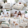 thumbnail image 6 of Beige Grey Stripe Bedding 3 Piece Duvet Cover Set Twin Size, Farmhouse Minimalist Striped Soft Microfiber Comforter Cover with Zipper Closure & Pillowcases, Wrinkle & FadeResistant Quilt Cover, 6 of 9