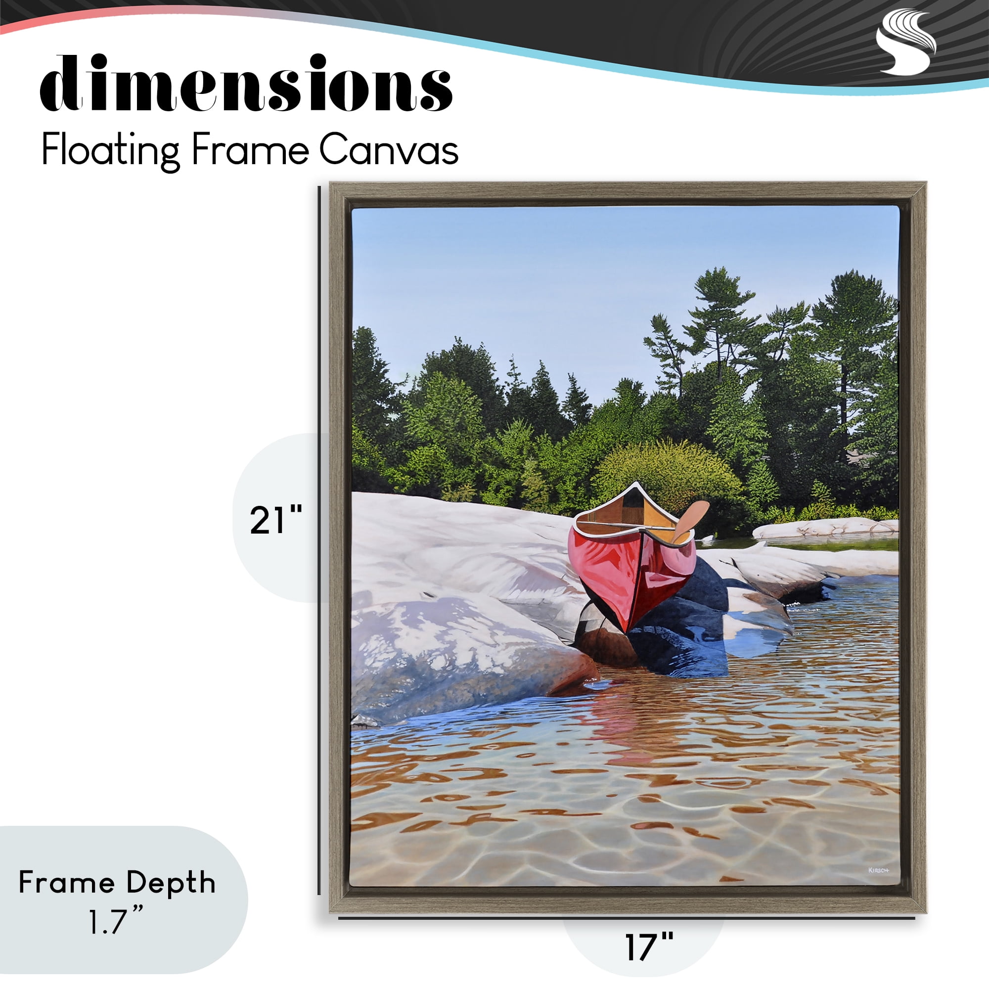 Stupell Industries Canoe at Water's Edge Brown Framed Floater Canvas Wall Art, design by Kenneth M Kirsch