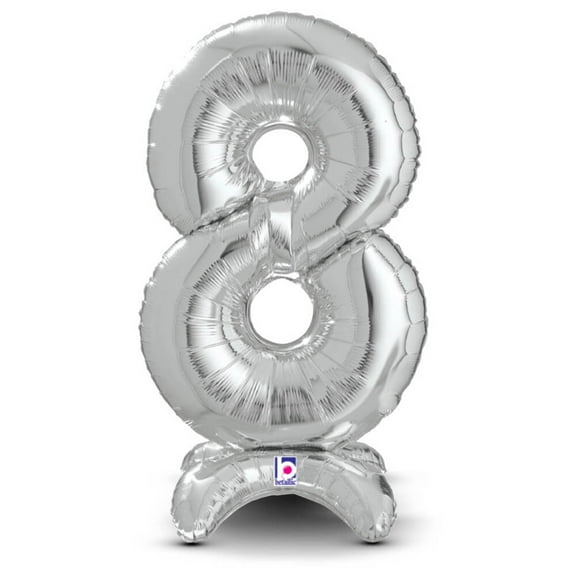 25 inch Standups Number 8 - Silver (Air-Fill Only) Foil Mylar Balloon - Party Supplies Decorations