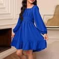 thumbnail image 2 of Vestido Largo de Manga Larga de Color Sólido de Moda Y Cómodo para las Niñas con Falda Plisada de Cinturón para Diario, Viajes, Vacaciones, Fiestas de Cumpleaños, 2 of 9