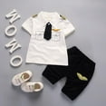 thumbnail image 2 of Baby Boys Gentleman Outfit Button Down Cotton Short Sleeve Bowtie Shirt Shorts Set Casual Spring Summer Clothes Suit 6 Months-4 Years, 2 of 4