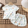 thumbnail image 2 of Fesfesfes Toddler Shirts Short Sleeve Round Neck Sets Summer Loungwear Kids Clothing T shirt And Shorts Two piece Set, 2 of 3