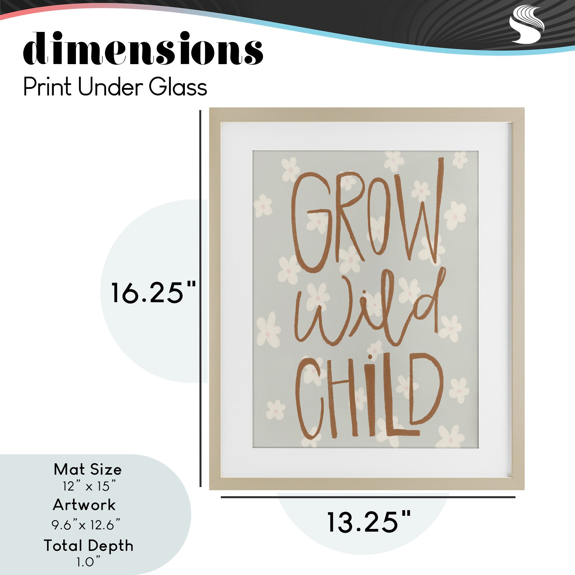 Grow Wild Child Flowers Birch Framed Print Under Glass, design by Katie Griggs