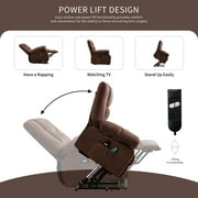 JONPONY Power Lift Recliner Chair Recliners for Elderly with Heat and Massage Recliner Chair for Living Room with Infinite Position and Side Pocket,USB Charge Port,Brown