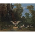 thumbnail image 3 of Jean-Baptiste Oudry 14x12 Black Modern Framed Museum Art Print Titled - Ducks Resting in Sunshine (1753), 3 of 5