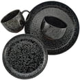 thumbnail image 5 of over&back Dinnerware Set - Stoneware Dish Set with Dinner Plates, Salad Plates, Soup Bowls, Mugs - 16-Piece All-Occasion Place Settings - Texture | Black, 5 of 5