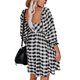 thumbnail image 5 of VISgogo, vestido a cuadros de manga larga para mujer, elegante, suelto, informal, cuello cuadrado, vestido de fiesta, ropa de calle de oficina VISgogo moda, 5 of 8