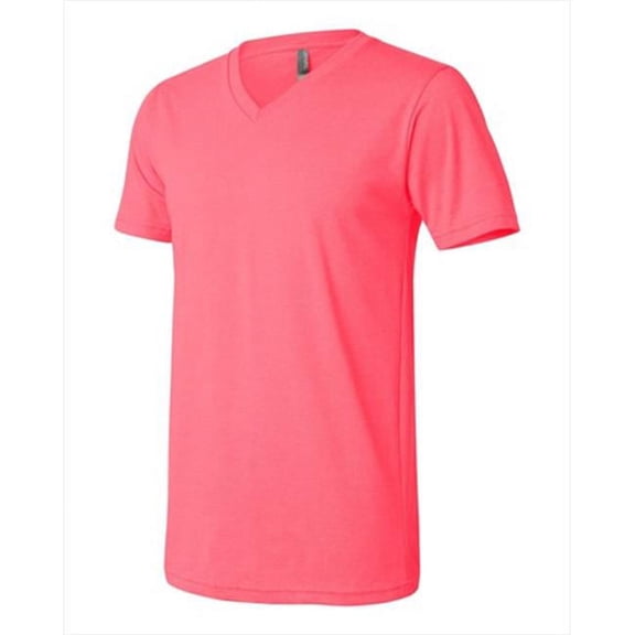 Bella-Canvas C3005 Unisex Jersey Short Sleeve V-Neck T-Shirt - Neon Pink, Extra Small