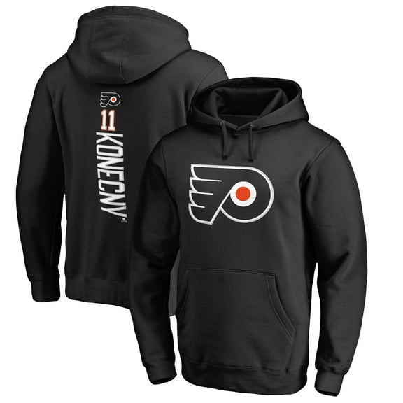 Men's Travis Konecny Black Philadelphia Flyers Backer Pullover Hoodie