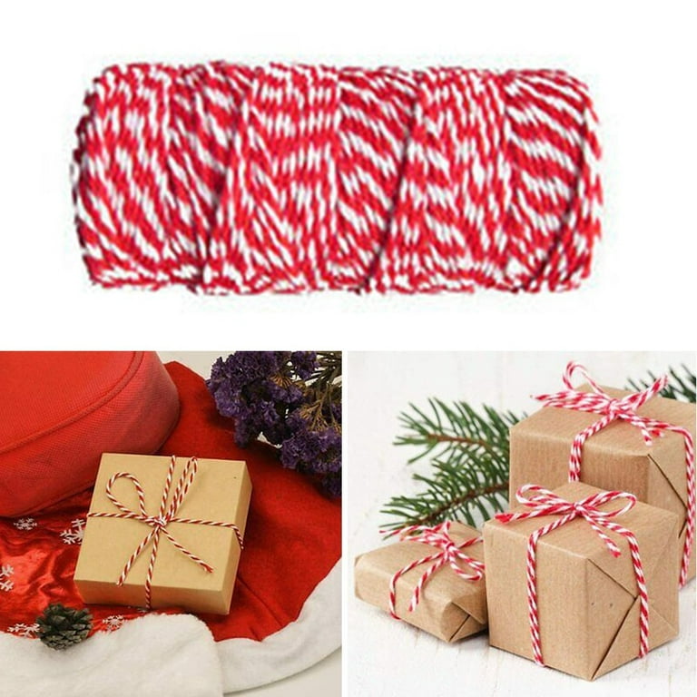 100m Chunky Red & White String Cord Christmas Gift Wrap CANDY CANE BAKERS  TWINE