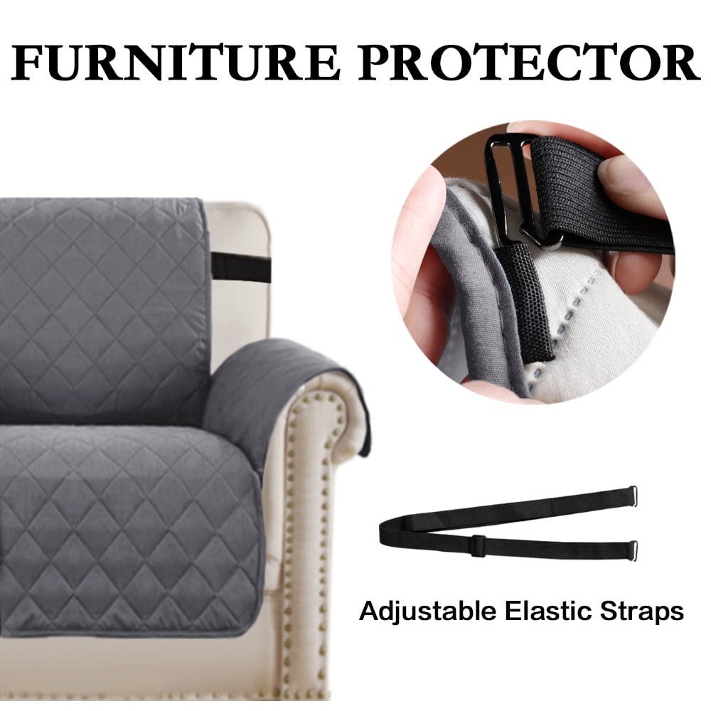 SHANNA Sofa Slipcover Reversible Quilted Sofa Cover, Water Resistant Couch Covers Furniture Protector for Pets Kids, Grey, Armchair Cover