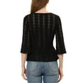 thumbnail image 3 of INSPIRE CHIC Women's Peplum Top V Neck Long Sleeve Solid Lace Blouse M Black, 3 of 6
