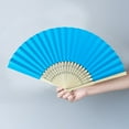 thumbnail image 6 of Yucurem 1 Pack Foldable Handheld Fan, Chinese Folding Fan for Women, Solid Bamboo Paper Fans for Wedding Guests, Dancing, Party Favors (Blue), 6 of 8