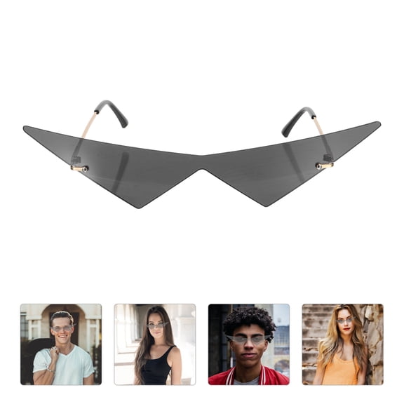 ETEREAUTY Stylish Women's Grey Rimless Triangle Sunglasses Lightweight UV for Everyday Use