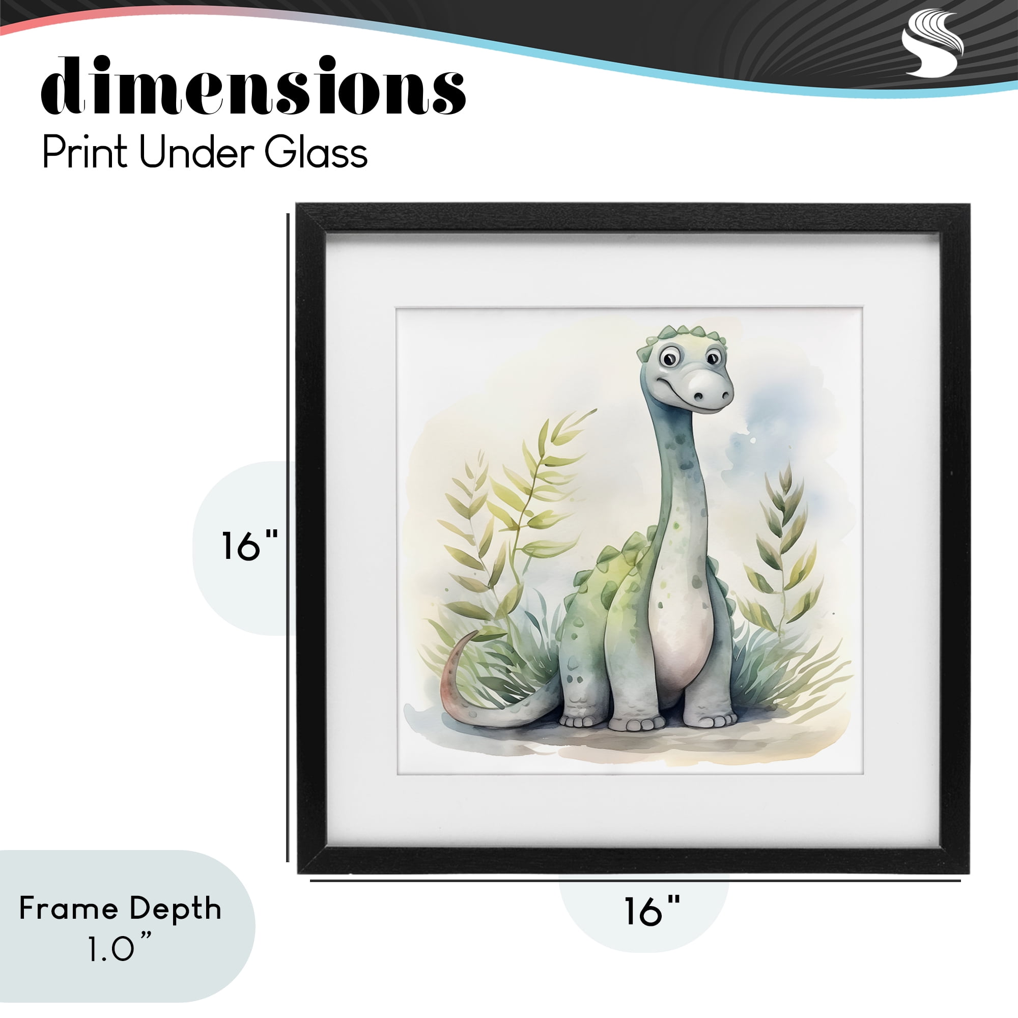 Stupell Industries Crafty Critters Dino Black Framed Print Under Glass, design by Steve Hunziker