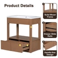 thumbnail image 3 of 30" Bathroom Vanity with Sink, Freestanding Bathroom Vanity Cabinet with Open Storage Shelf and Two Drawers, Brown, 3 of 7