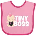 thumbnail image 3 of Inktastic Tiny Boss with Baby in Suit Girls Baby Bib, 3 of 4