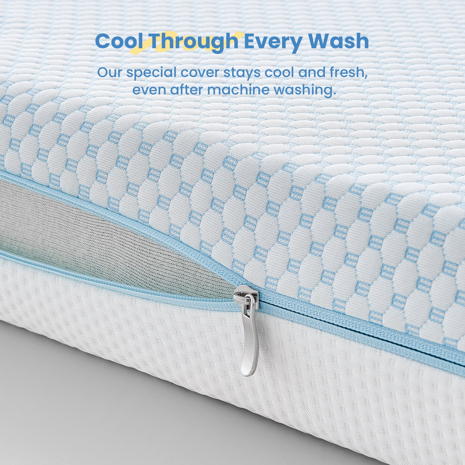 BaybyNest Mini Crib Mattress 38"x24"x4" Portable Dual Sided Playard (Firm & Plush) - Gel-Infused Memory Foam, Breathable Cooling Cover - CertiPUR-US Certified (Blue & White)