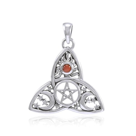 Sun Moon Stars Pentacle Triquetra Sterling Silver Pendant Peter Stone Jewelry Unisex Adult