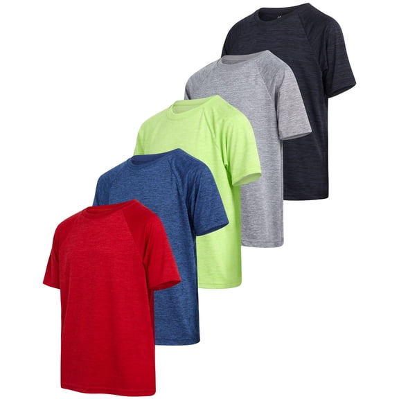iXtreme Boys' Active Sports T-Shirts - 5 Pack Short Sleeve Dri-Fit Athletic Tee Shirts (Sizes: 6-18)