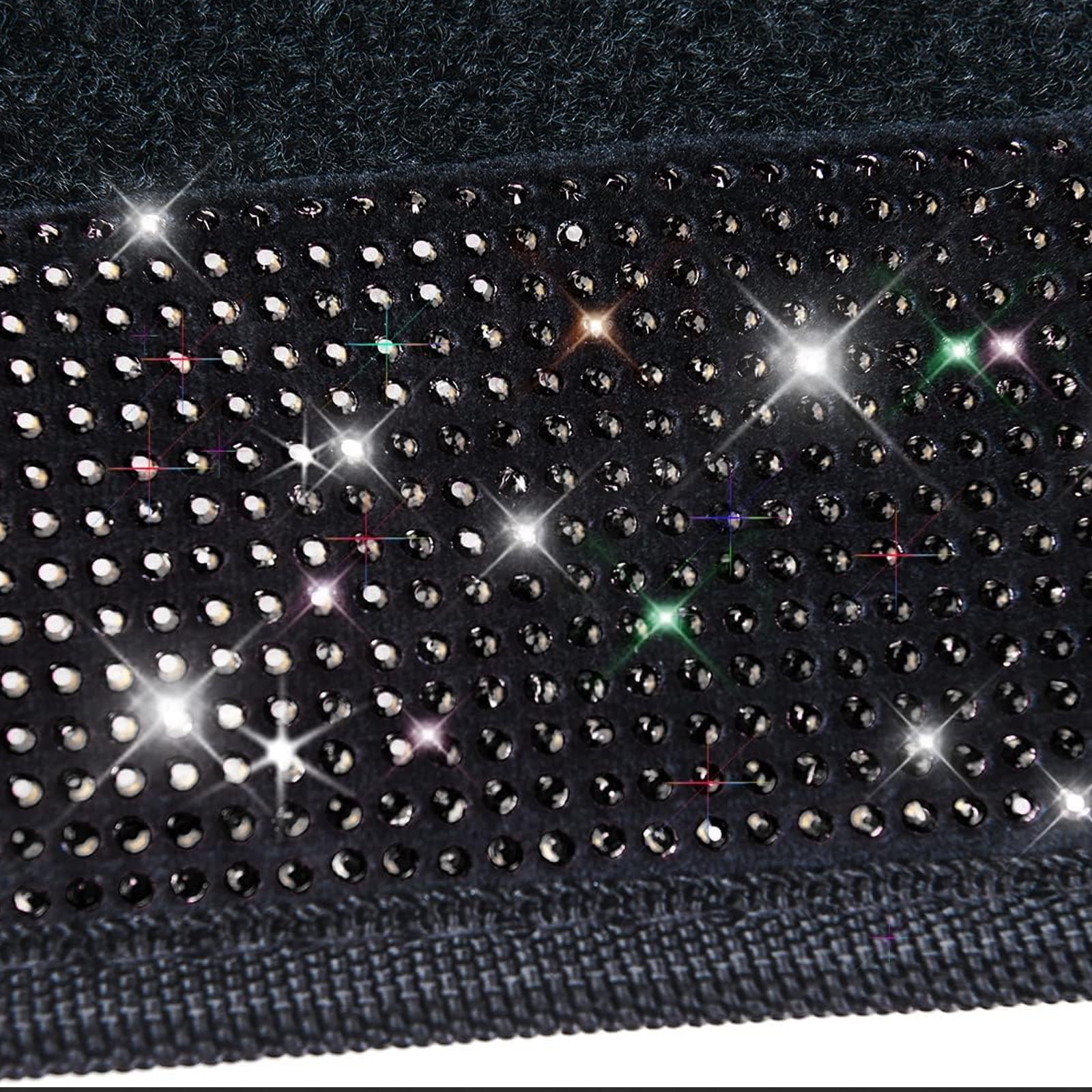 Car-Grand Bling Rhinestone Diamond car floor mats shining carpet sparkly glitter crytal with anti-slip heel waterproof universal fit cute girl women 4pcs Black