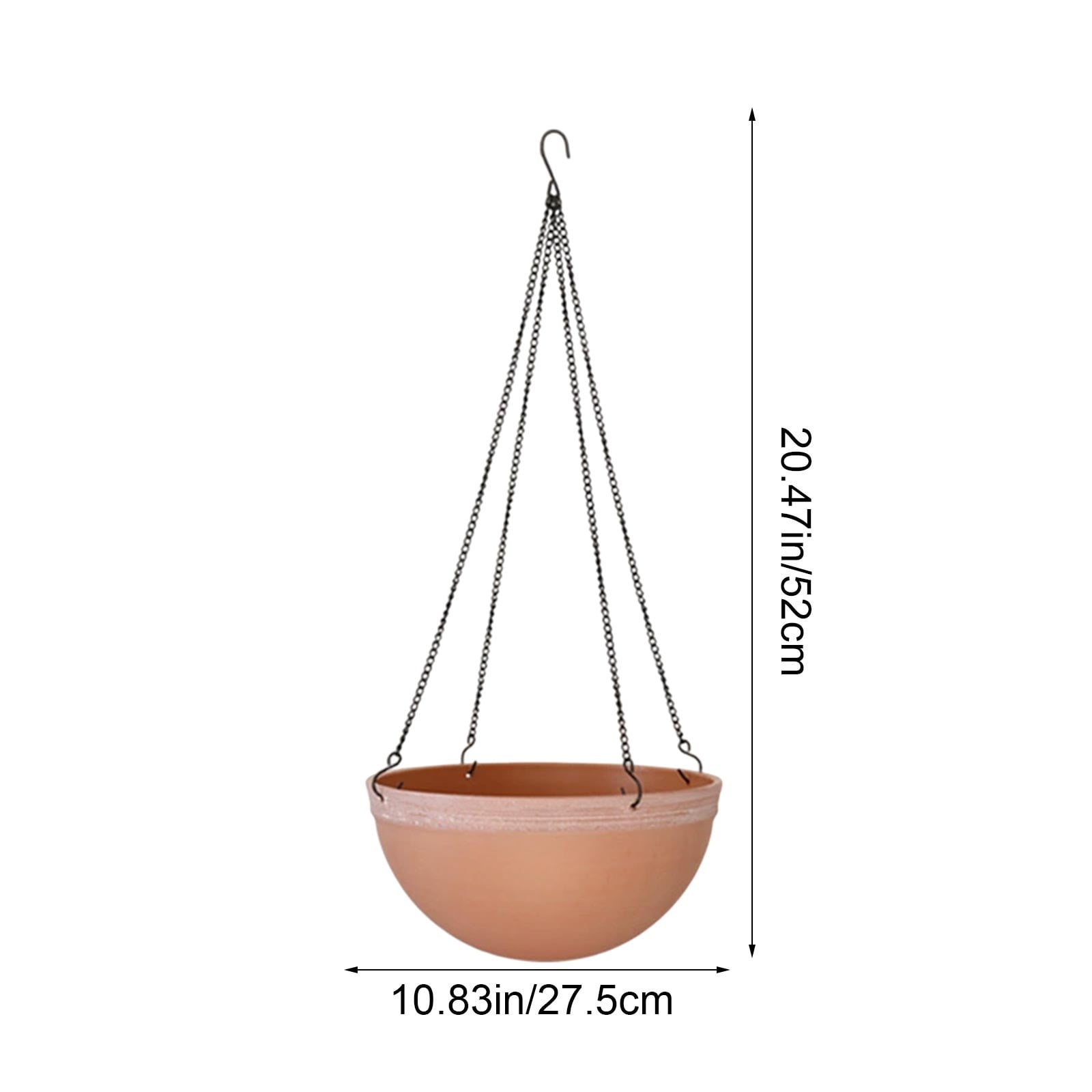 Red Beige Hanging Flower Pot for Ivy Succulents Plants, Large Plastic Garden Planter Basket with Chain, Outdoor Indoor Lazy Person Gardening Decor for Patio Balcony Porch Wall