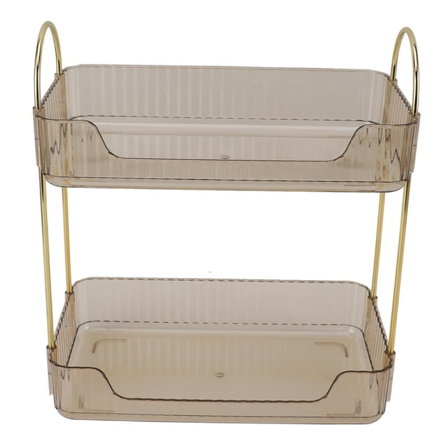 Double Layer Makeup Stand Large Capacity Tidy Storage, 2 Tier Makeup Shelf Organizer with Simple Appearance, Fine Workmanship for Brushes Eyeshadow Jewelry