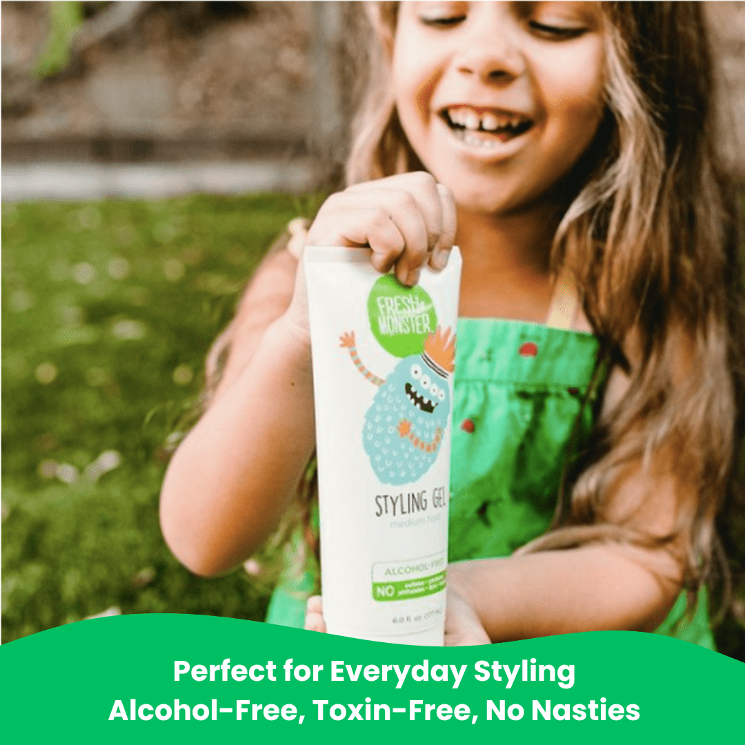 Fresh Monster Kids Hair Gel – Natural Medium Hold | Alcohol-Free, Toxin-Free | For Boys & Girls, 6oz