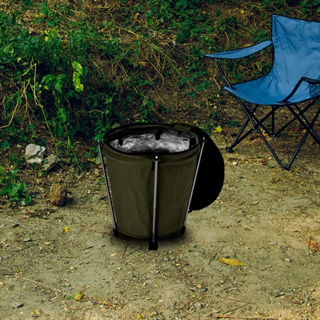 Cubo de basura para acampar al aire libre, contenedor multifuncional plegable, cesta de ropa sucia, cubo de basura, bolsa de basura de 20L, papelera C Baoblaze bote de basura al aire libre