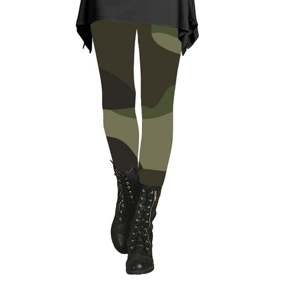 Audhol Yoga Pants Women Women's Autumn and Winter Camouflage Leggings Artistic Printed Soft Stretchy Pants for Women Camo Leggings Army Green L