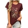 thumbnail image 2 of Gamivast Vintage Floral T Shirts for Women Fashion Boho Graphic Tees Cute Summer Crew Neck Short Sleeve Casual Tops Wine XL Women's in Clothing Tracking My Recent Order, 2 of 4