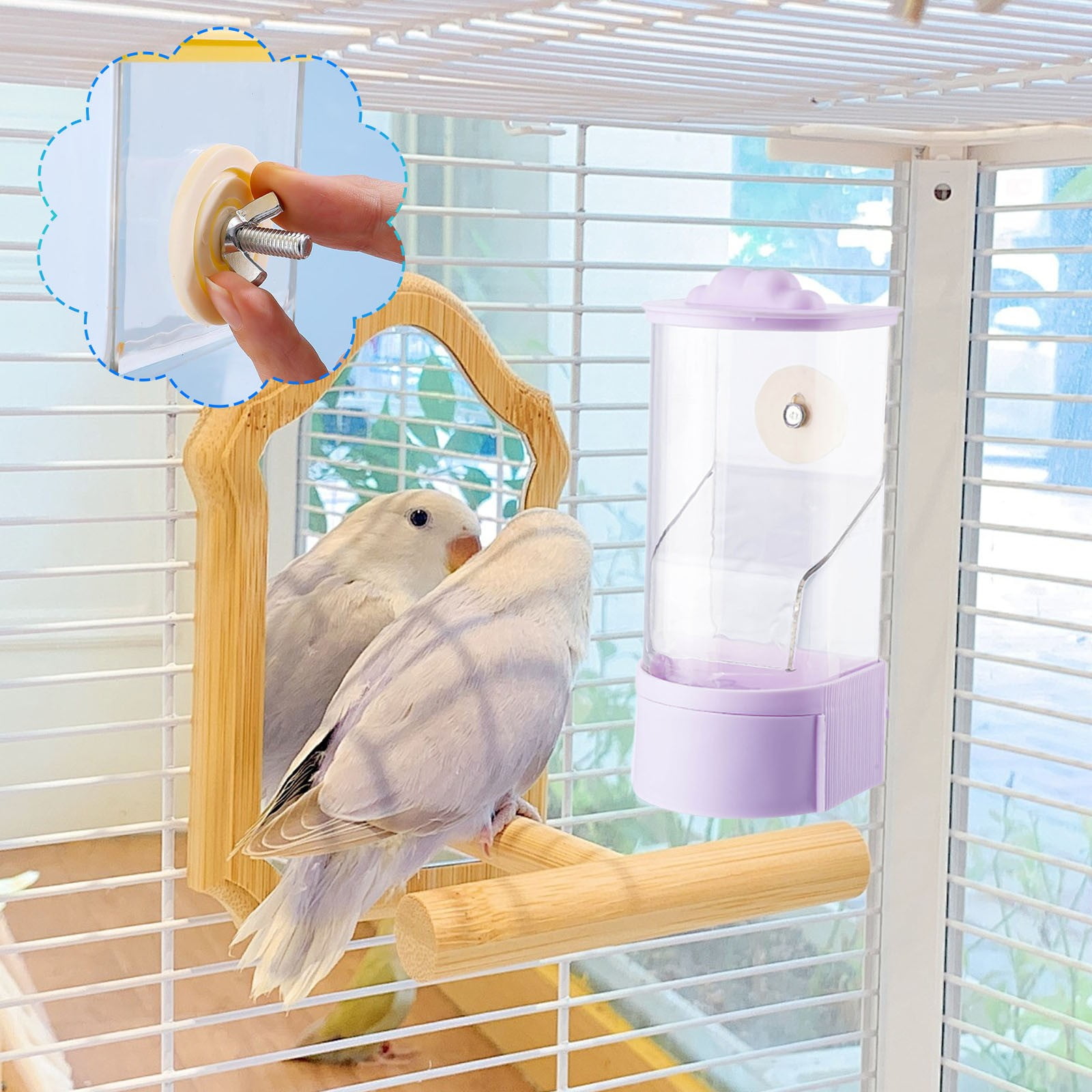 Automatic Bird Food Dispenser Feeder, Scatter Proof and Husk Separation Food Box, for Convenient and Clean Feeding of Caged Parrots and Pet Birds