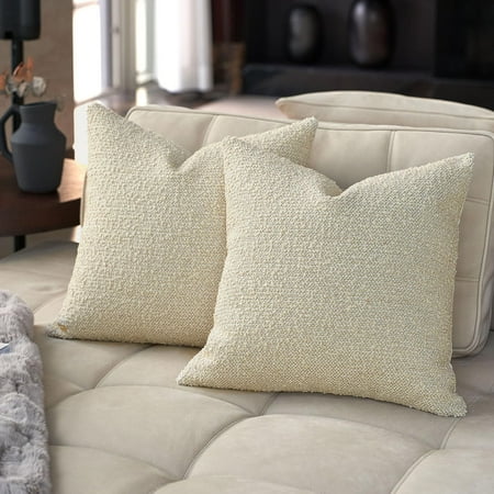 

16x16 Pillow Covers Set of 2 Boucle Pillow Covers Luxury Decorative Neutral Throw Pillow Covers Farmhouse Textured Accent Pillow Covers Couch Pillows for Living Room Bed Sofa Cream