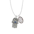 thumbnail image 2 of Delight Jewelry Silvertone Hamsa Hand with Blue Crystal Best Mom Ever Charm Necklace, 2 of 4